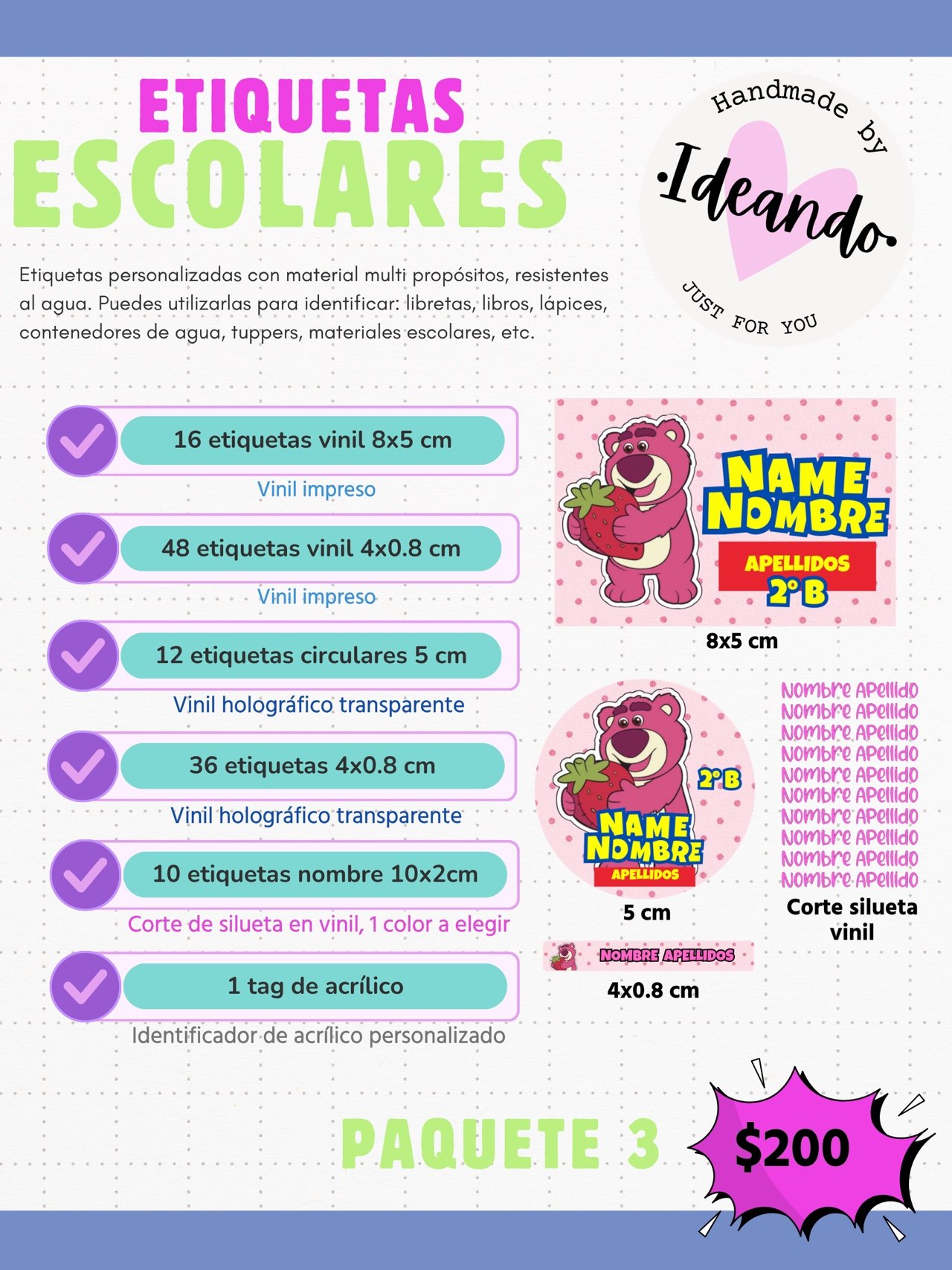 Etiquetas Escolares - Paquete 3
